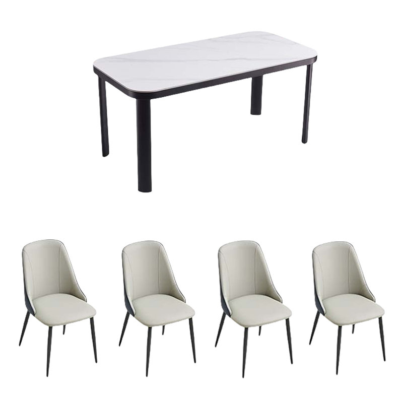Modern simple rock plate dining table sets, 29.52"H x 62.99"L x 31.49"W