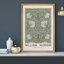 Oeuvre classique "William Morris - Illustration de fleur de pimpernel vert, images murales abstraites de salle de bain florales et botaniques, impression sur toile encadrée,"-95982758-95982757