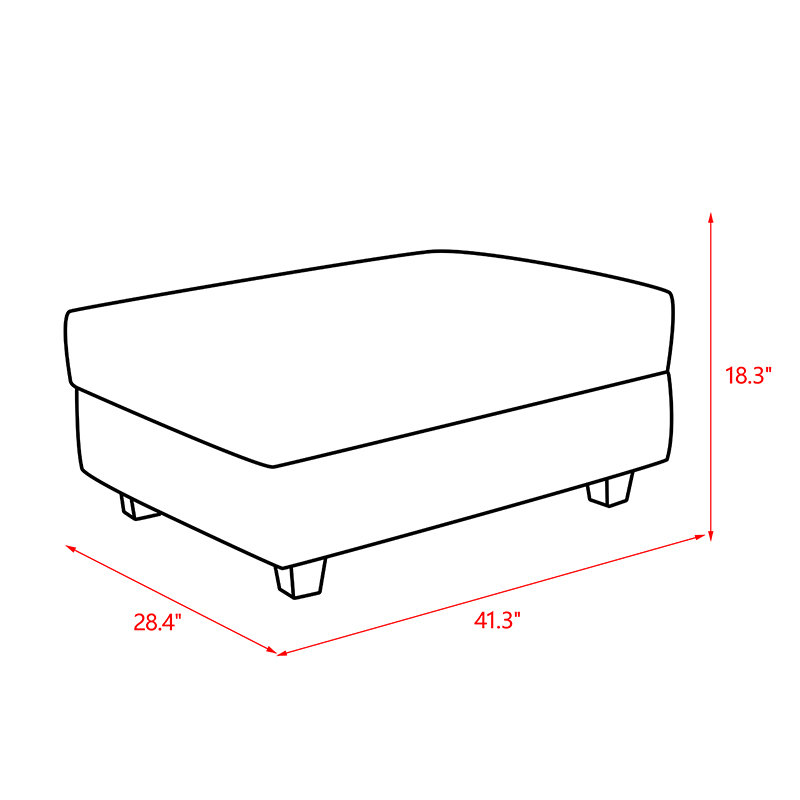 41" Wide Upholstered Ottoman With Storage For Living Room, Gray