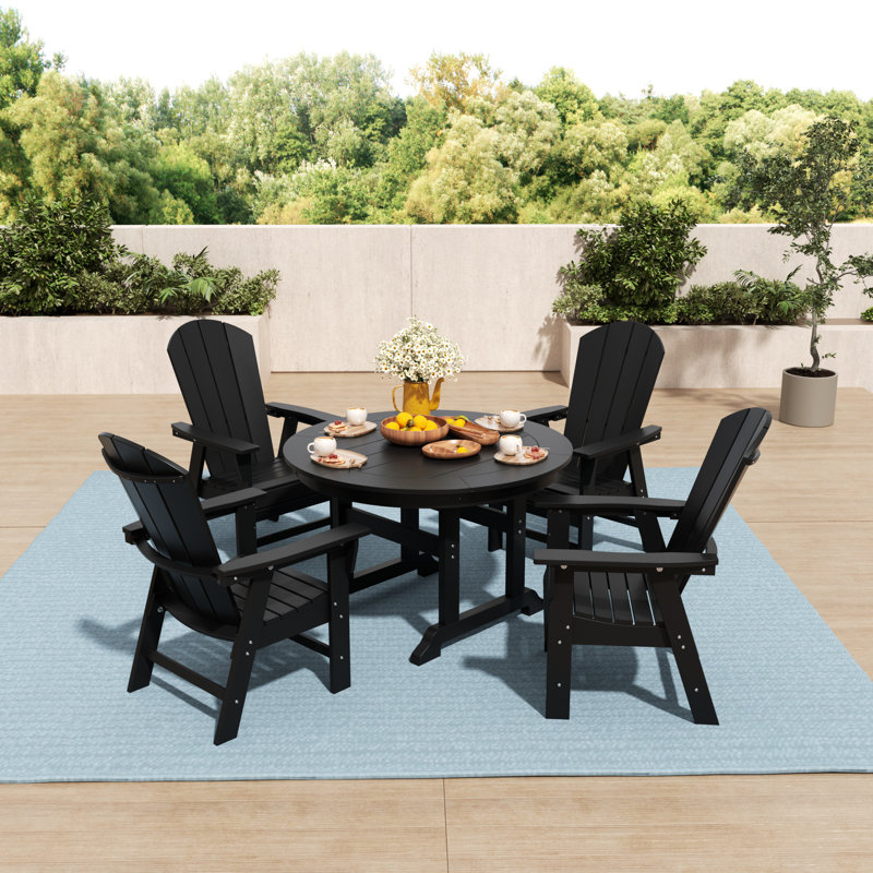 Laguna 4 - Person Patio Dining Set with Round Table, Black