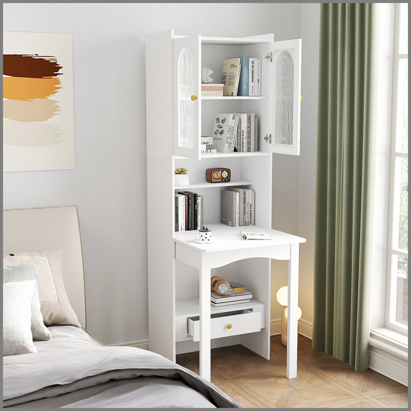 Table d'écriture pliable, armoire de bureau avec tablette et tiroir pour poste de travail multifonctionnel