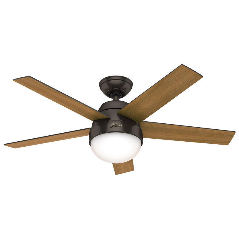 117cm Ceiling Fan with Light Kit, Dark Walnut/American Walnut, Premier Bronze