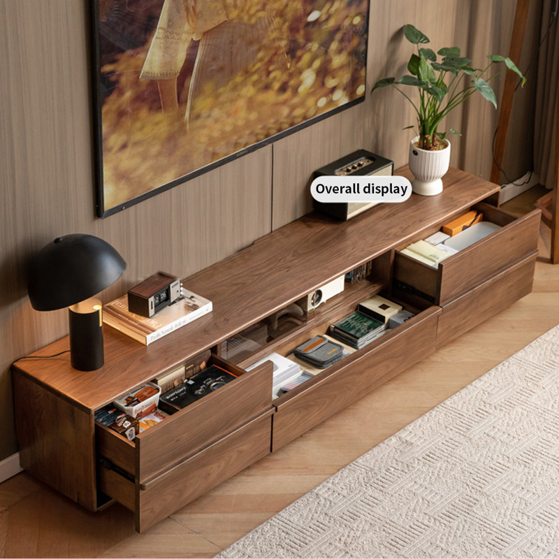 Meuble télé moderne et simple avec rangement sur pied, H 15,75 po x L 78,74 po x l 13,78 po