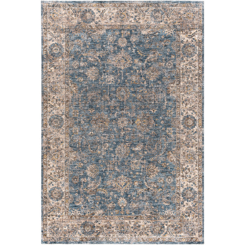 Tapis brun / bleu Allie, Rectangle de 10 pi x 14 pi, Brun et bleu
