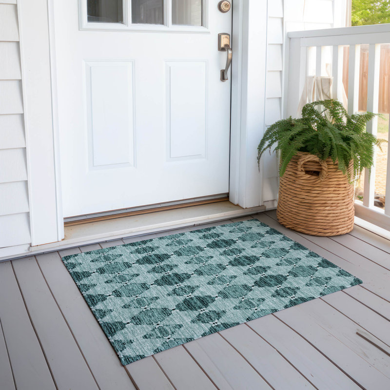 Tapis intérieur / extérieur rectangulaire à envers antidérapant 1 pi 8 po x 2 pi 6 po Everlee
