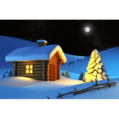 House In Snow by Auris - Wrapped Canvas Print