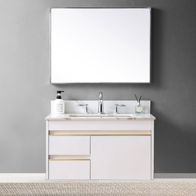 31inch Gold Bathroom Vanity Top, Sintered Stone, Ceramic Sink & Backsplash, Marvelous Elegant 31" Top In Gold, With Sink, Magnificent Design