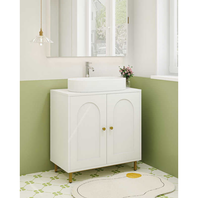 Under Sink Bathroom Cabinet, Storage Cabinet with Adjustable Shelf and 2 Doors Bathroom Sink Unit for Washbasins with Pedestal, with Feet, Bathroom Vanity Unit 
