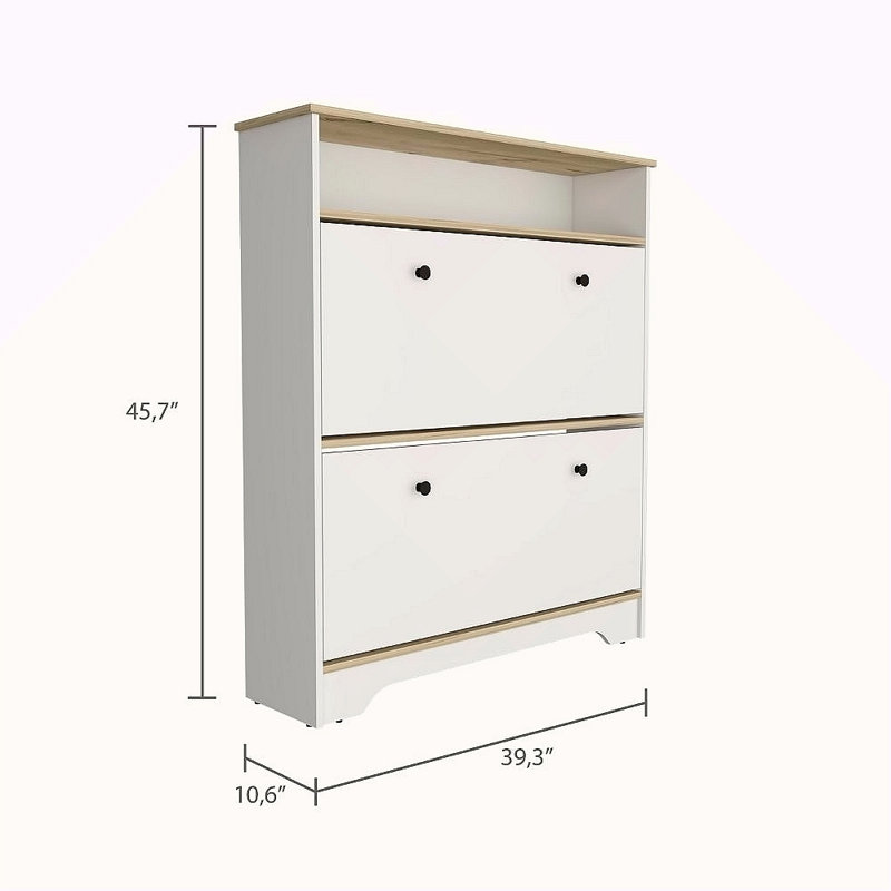 Range-chaussures à 2 tablettes, Blanc