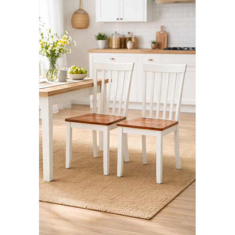 Raffe 18'' H Solid Wood Side Chair, Cream/Honey Oak
