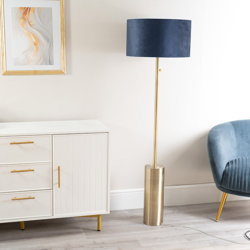 Lexy 150cm Traditional Floor Lamp, Navy, Antique Brass
