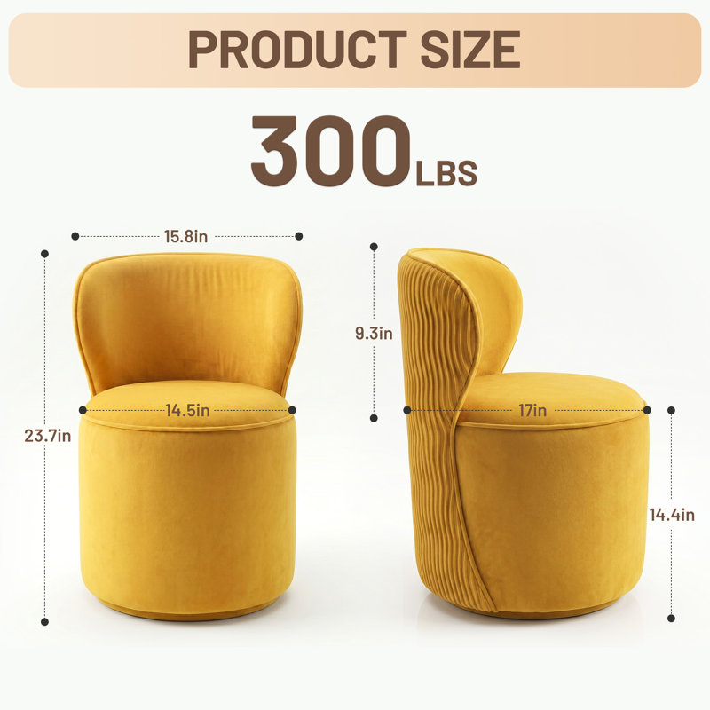 Tabouret de coiffeuse Modern 360 °, Velvet Yellow