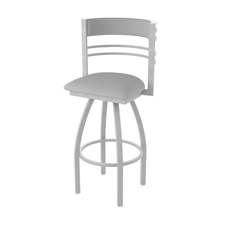 Hunter Swivel Stool, Vinyle - gris galbon Folkstone, Nickel anodisé, Tabouret de comptoir (siège d'une hauteur de 25 p