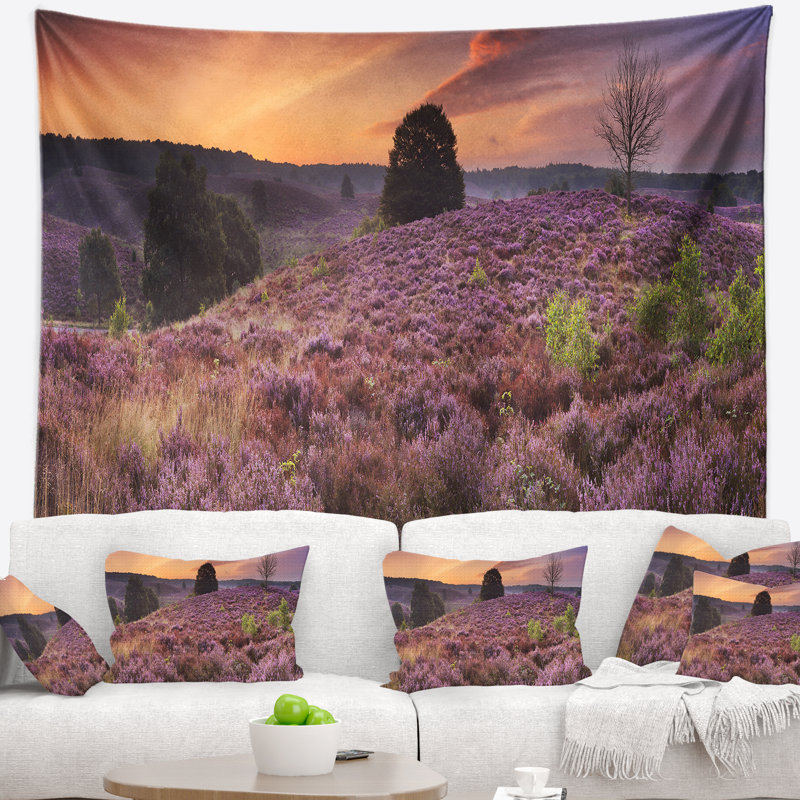 Tapisserie de mélange de polyester à heather à aube avec accessoires suspendus inclus, H 78 po x l 92 po