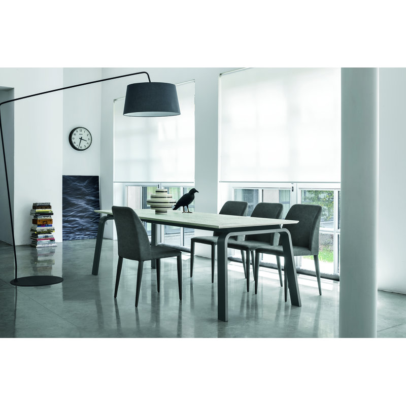 Austell Dining Table, 75cm H x 130cm L x 85cm W, Silver, Light grey/White