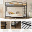 Lit superposé simple noir au-dessus de simple en métal avec échelle, structure robuste de 400 lb, barrières de sécurité complètes et support à lattes, lit pour enfant peu encombrant-2009153240