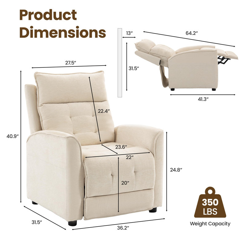 Fauteuil inclinable surdimensionné , Mélange de coton beige
