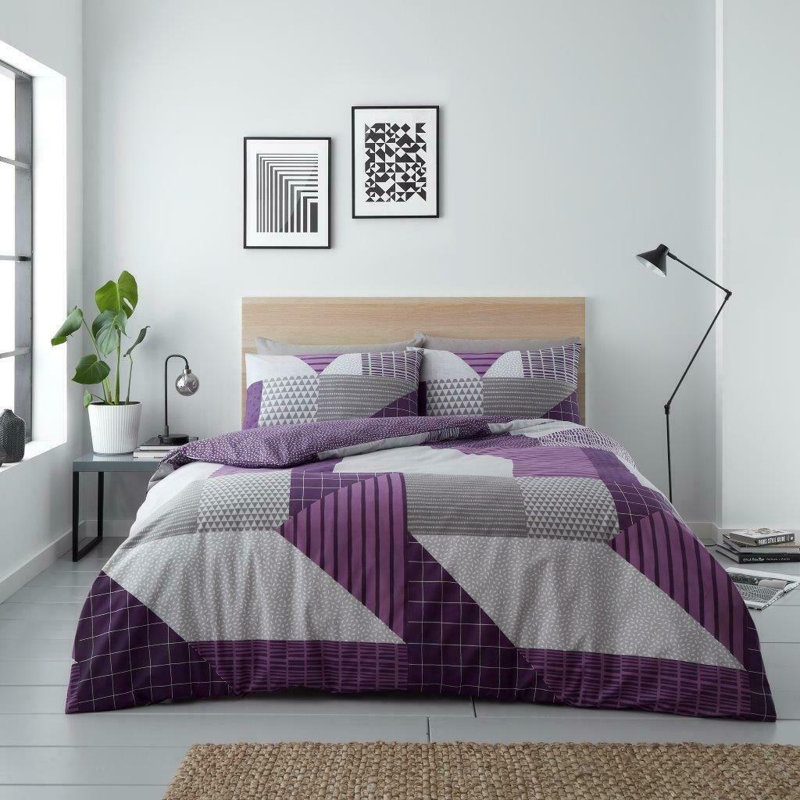George Oliver Fryar Geometric Shapes Duvet Cover Set with Pillowcases, Double, Pink