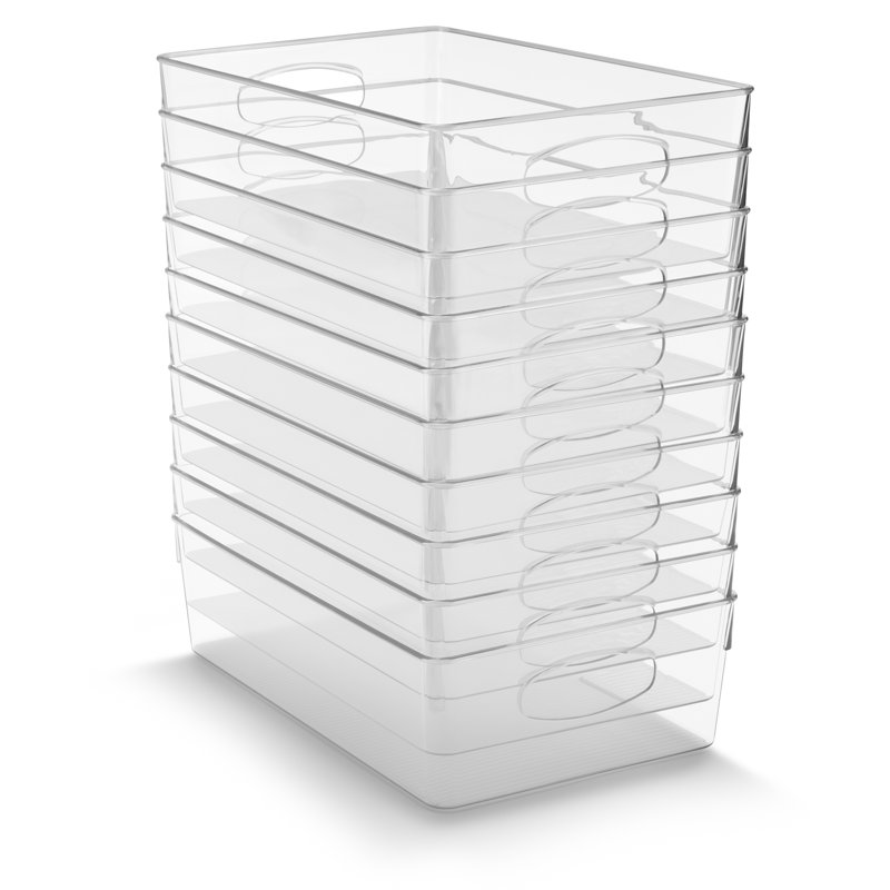 Ensemble de 10 bacs de rangement en plastique transparent Sorbus XL - Bacs de rangement transparents pour rangement, organisateurs de réfrigérateur, organisateur de réfrigérateur, rangement de garde-manger, organisateur de cuisine et organisateurs de 