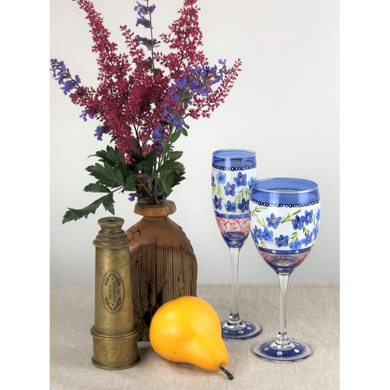 Verre bleu 5,75 oz. Verre à vin à pied