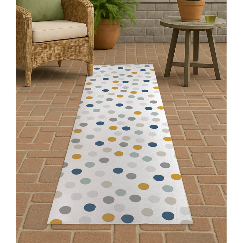 Always Polka Non-Slip Outdoor Rug, Runner 2'6'' x 8'