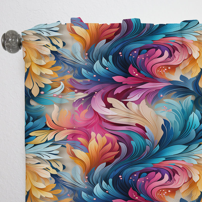 Ethno Paisley Harmony Fuse Marble Motif I - Rideau obscurcissant abstrait en marbre - 1 panneaux, L 52 po x L 84 po