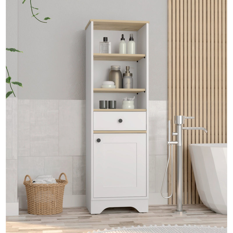 Armoire décorative moderne, un tiroir, une armoire - H 56,01 po x l 14,11 po x P 17,61 po, Blanc