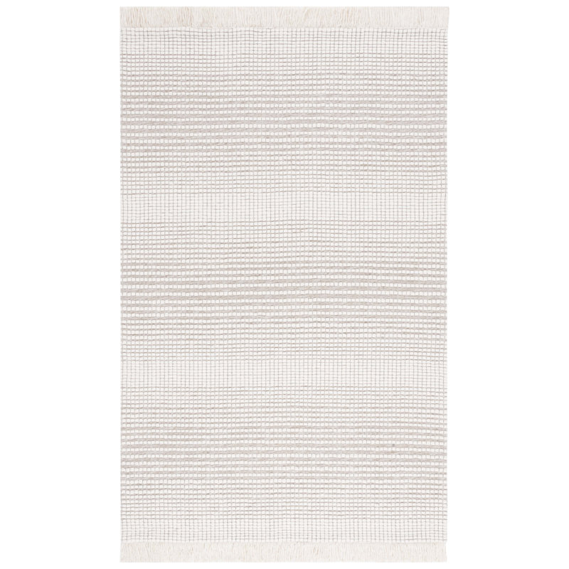 Tapis beige noué à la main, Rectangle de 5 pi x 8 pi