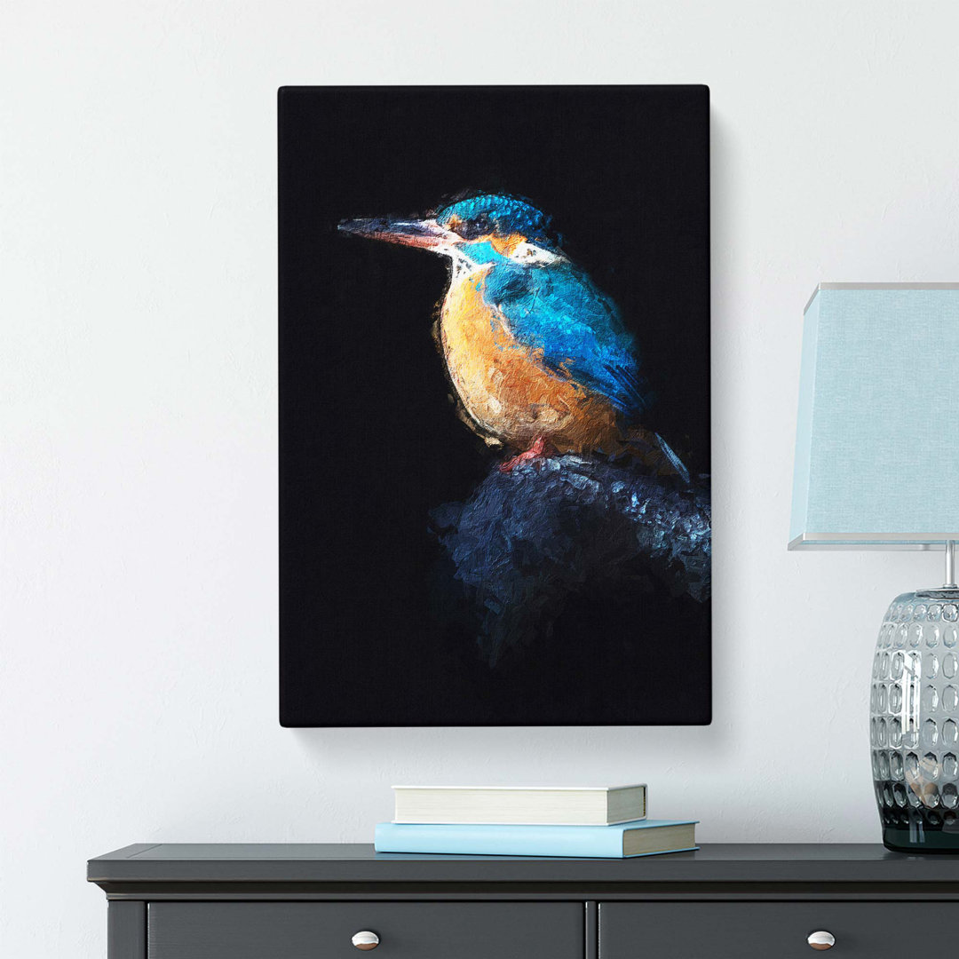 Kingfisher Bird in Abstract - Wrapped Canvas