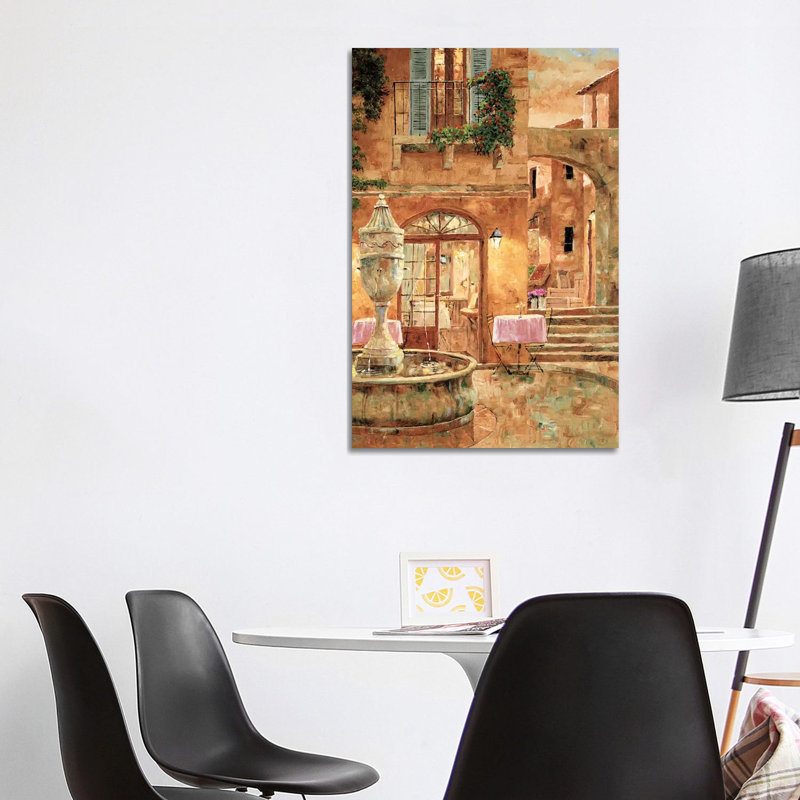 Evening At The Fountain by Gilles Archambault - Wrapped Canvas Painting, 101.6 cm H x 66.04 cm W x 1.91 cm D