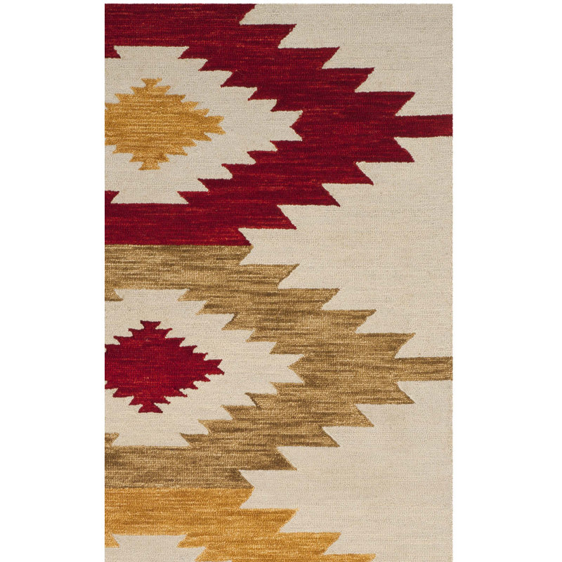Tapis géométrique en laine touffeté fabriqué à la main Deyoung, Rectangle 4 pi x 6 pi