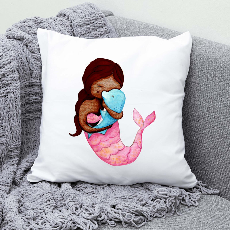 Nautical Sea Life_343 - Coussin décoratif en polyester, H 14 po x l 14 po