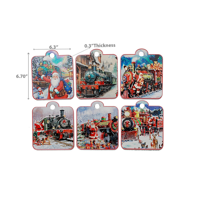 Dessous-de-plat carré en céramique embossée 7 "(train) 7 pièces - Assortiment de 6