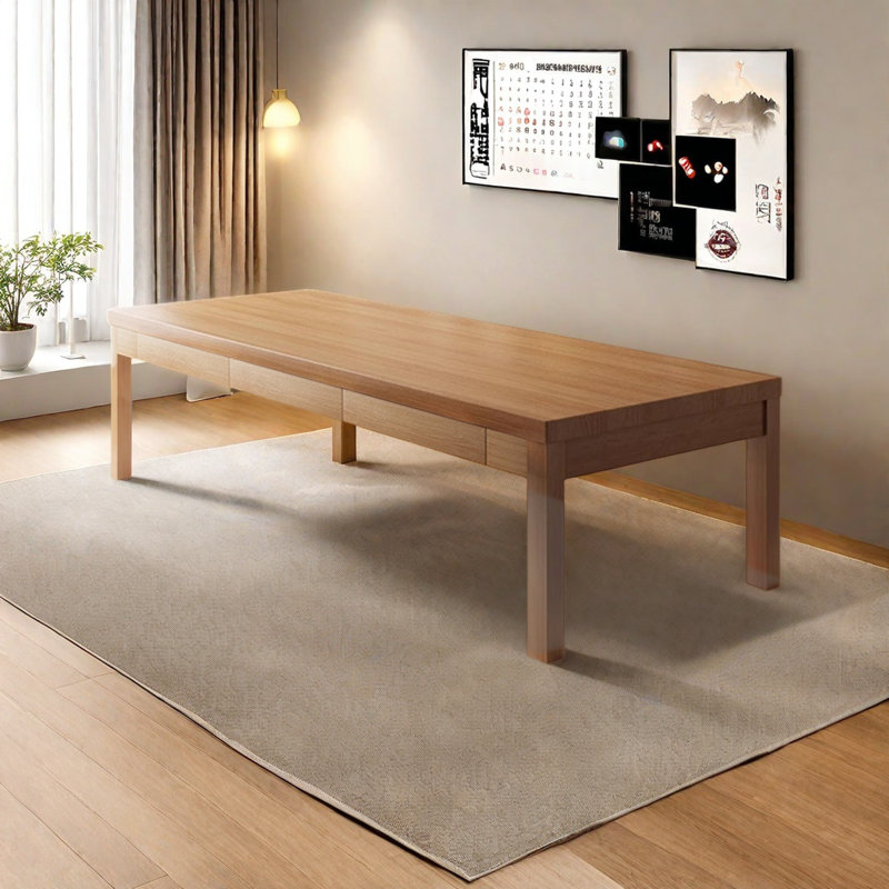Grand bureau en bois massif avec tiroirs, H 29,53 po x l 78,74 po x P 31,50 po