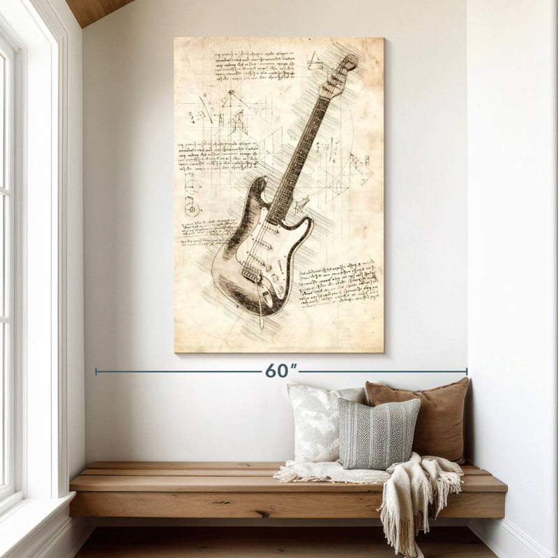 Abarca Electric Guitar Blueprint, 51" H x 34" W