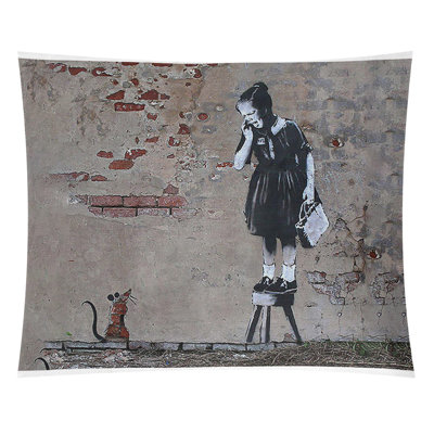 Tapisserie de la fille et de la souris en polyester