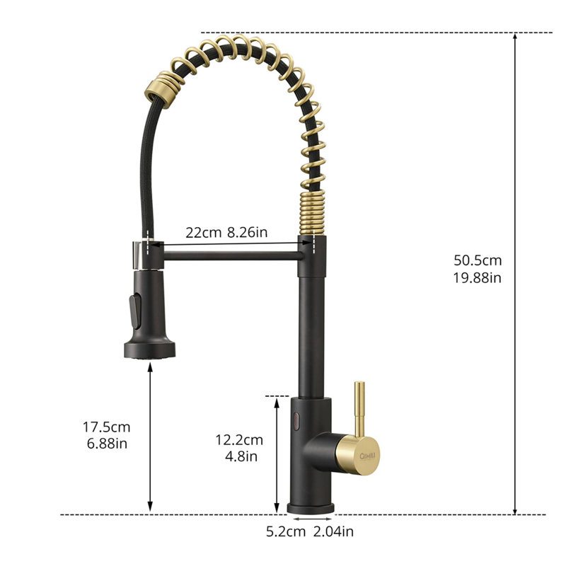 KIKO HOME Pull Down Touchless Kitchen Faucet, Matte Black/Brushed Gold
