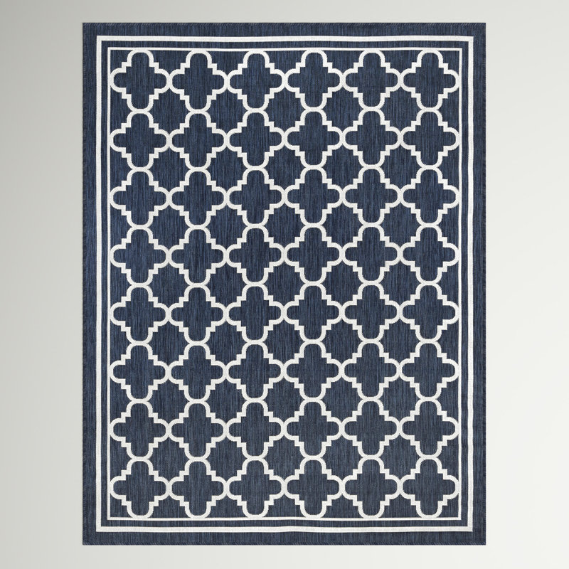 Tapis d'intérieur / extérieur bleu marine à tissage plat Findlay, Rectangle 2 pi x 3 pi