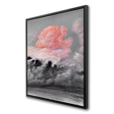 Nuage rose - Toile encadrée pour la décoration de chambre à coucher