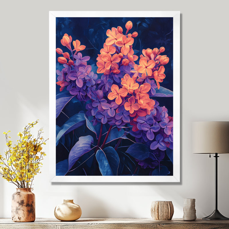 Stefani - Art mural floral, H 40 po x l 30 po, Reproduction encadrée sans passe-partout, Blanc