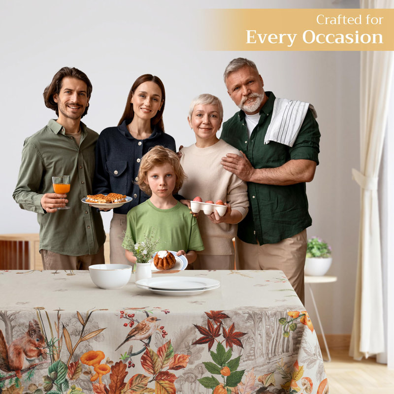 Maison d' Hermine Table Cloth Rectangle Table 100% Cotton 54 x 72 Inches Fall Tablecloth Reusable Everyday Use for Thanksgiving Christmas Decorations Dining Farmhouse Party (Recolte)