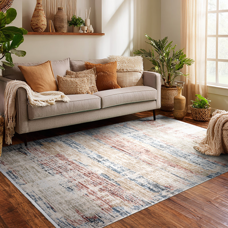 Mirage Abstract Vintage Multi-Color Rug with Fringe, Rectangle 7'10" x 9'10"