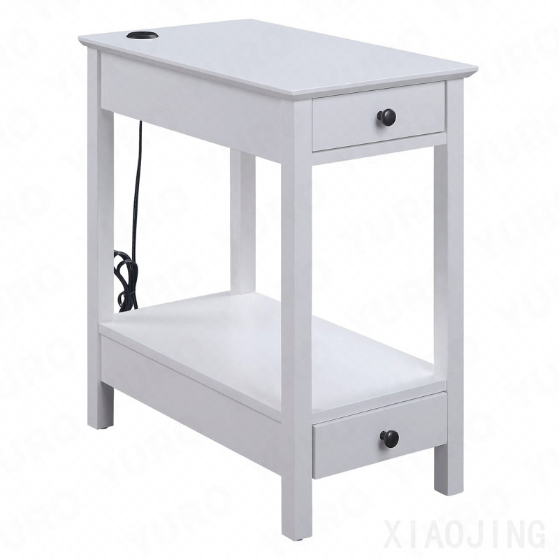 White Storage Accent Table With Usb