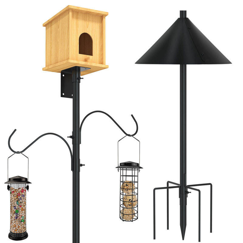 Mangeoire d'oiseaux 80 po avec cloison pour écureuil et 2 crochets Bird House Pole