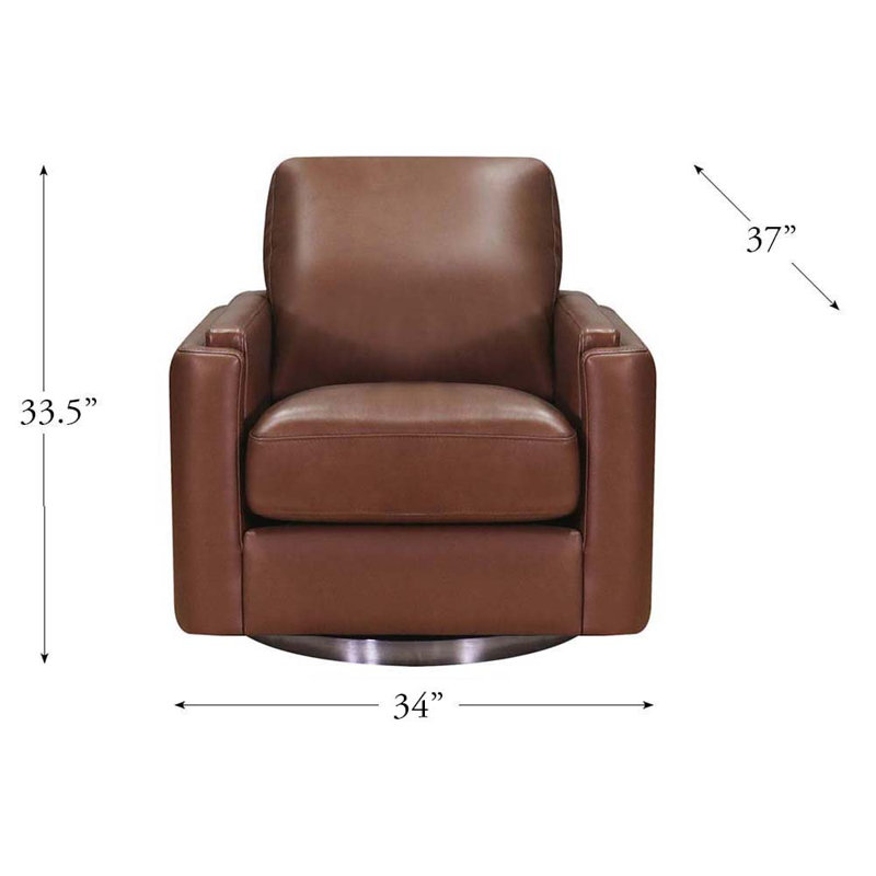 Fauteuil pivotant en cuir Fleishman, Cuir véritable brun pacane Fleishman