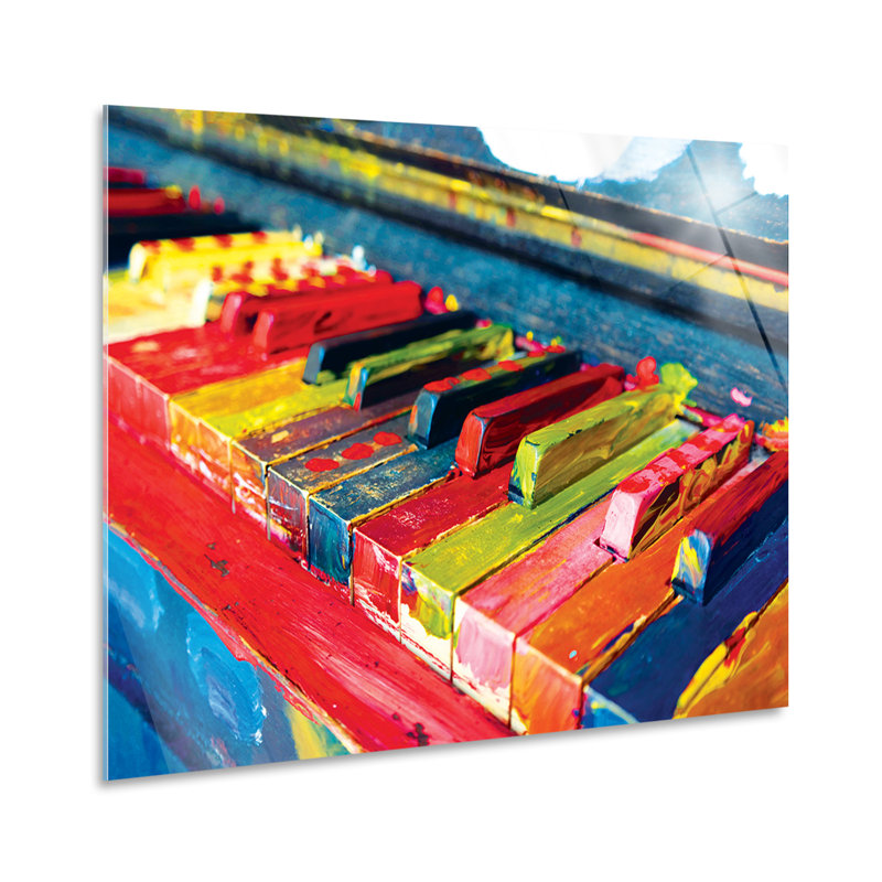 Colourful Piano by Giallobus - No Frame Print on Glass, 65cm H x 95cm W