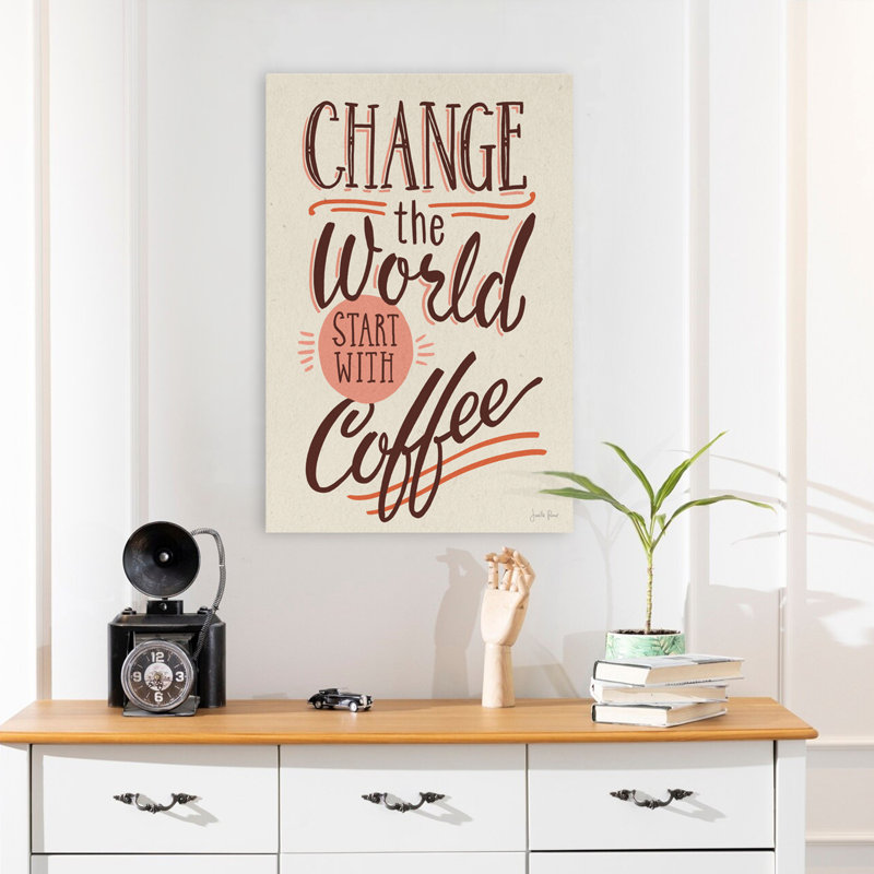 Bad Coffee II - Brown change le monde avec des cercles de café, H 24 po x l 16 po
