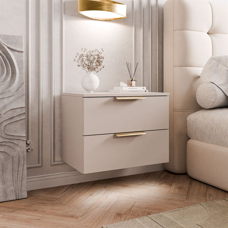 55cm W Bedside Table, Cashmire/Gold