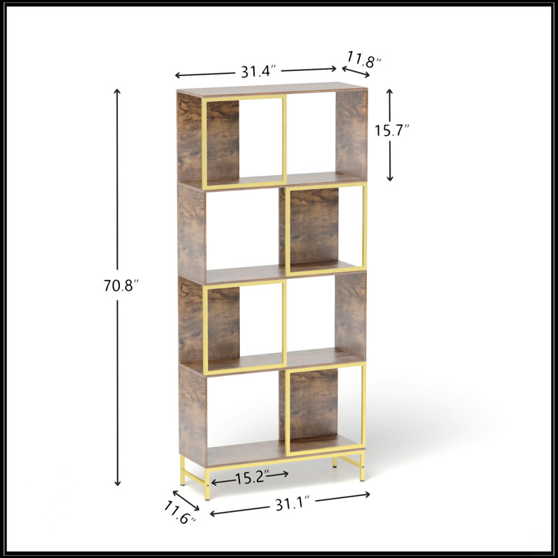 4-Tier Bookcase, Brown/Gold