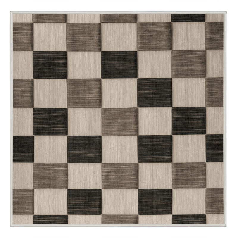 Tapis beige à carreaux lavable à la machine, Carré 7 pi